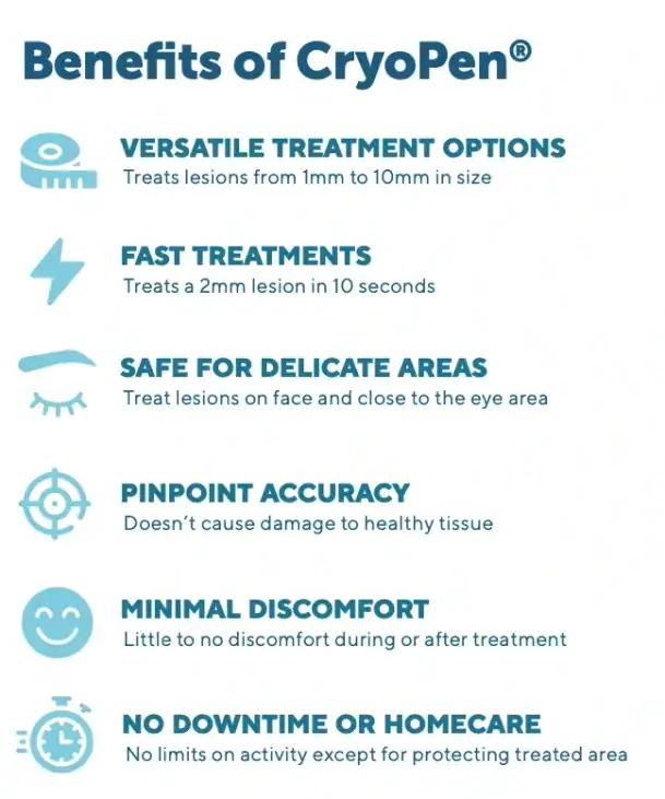 Benefits of Cryopen for angiofibroma removal Bellshill from Lipo Sculpt - contact us today!
